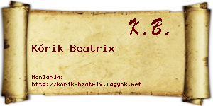 Kórik Beatrix névjegykártya
