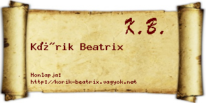 Kórik Beatrix névjegykártya